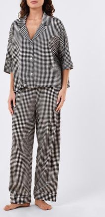 Papinelle Sleepwear Seersucker Gingham Pajamas in Deep Navy/cream at Nordstrom, Size Xx-Large