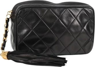 Chanel Pre-owned Cross Body Bags, female, Black, Size: ONE SIZE Pre-owned Leather Cross Body Bag