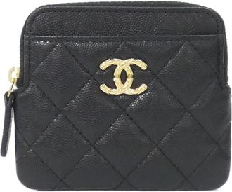 Chanel Black Grained Calfskin Coin Purse/Coin Case (Pre-Owned)