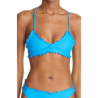 Sherris Ruffle Bikini Top in Electric Blue at Nordstrom, Size Medium