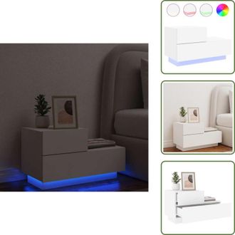 vidaXL The Living Store Comodino con Luci LED Bianco 70x36x40,5 cm - Comodino con luci rgb
