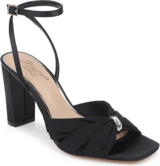 Badgley Mischka Basma Ankle Sandal in Black Satin at Nordstrom, Size 8.5