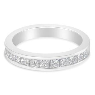 House of Brilliance 18K White Gold Princess Cut 1.0 Cttw Diamond Band Ring at Nordstrom, Size 6.75