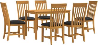 vidaXL Conjunto De Comedor 7 Uds. Negro Madera De Roble S&oacute;lido Vidaxl