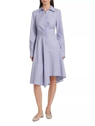 Derek Lam Smith Long Sleeve Midi Dress In Blue/white