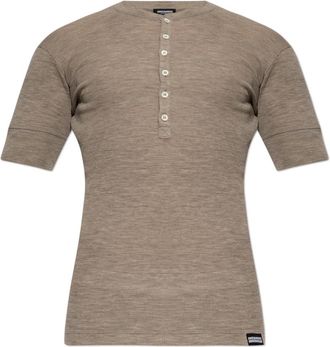 Dsquared2 Wolondergoed T-shirt - Heren - T-shirts - Bruin - XL - Wol - Tops