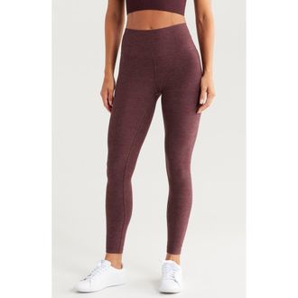 Zella Renew M&eacute;lange High Waist Leggings in Burgundy Fudge Melange at Nordstrom Rack, Size X-Small