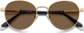 Polaroid 53mm Polarized Round Sunglasses in Matte Gold/Bronze at Nordstrom