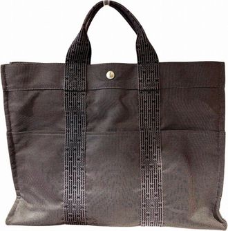 Hermès Gray Canvas Tote Bag (Pre-Owned)