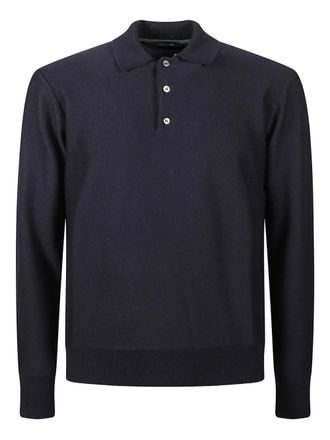 Drumohr merino-wool long-sleeve polo shirt - men - Merino - 50 - Blue