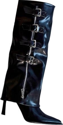 Generic Womens Sheepskin Knee High Boots with Hollow Rubber Tassels Womens Wool Boot Socks Knee High (Black, 6.5)