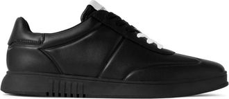 Emporio Armani Leather Sneaker With Logo - Heren - Sneakers - Zwart - 43 EU - Leer - Schoenen