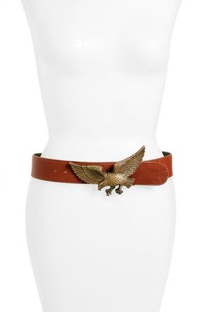 Raina Eagle Leather Belt in Cognac at Nordstrom, Size Medium