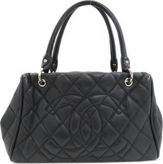 Chanel Matelasse Black Leather Tote Bag (Pre-Owned)