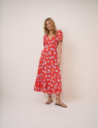 Nobody's Child Red Floral Bonnie Midi Dress