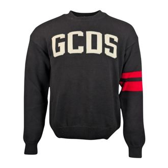 GCDS Sweatshirts, male, Black, Size: XL Logo Detail Sweater