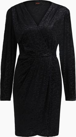 HUGO BOSS Womens Edevoras V-Neck Long Sleeve Knee Length Dress - Black - Size: 12