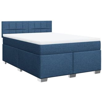 vidaXL Cama Box Spring Con Colch&oacute;n Tela Azul 140x200 Cm Vidaxl