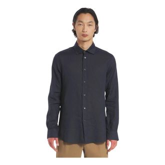 Barena Linnen overhemd met lange mouwen regular fit - Heren - Casual Overhemden - Blauw - 2XL - Linnen - Overhemden