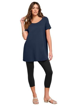 Roaman's Plus Size Cotton Ultimate Scoopneck Swing Tunic in Navy at Nordstrom, Size 12