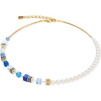 Coeur de Lion Geocube Precious Fusion Pearls Necklace in Blue at Nordstrom