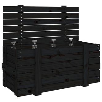 vidaXL Caja De Almacenaje Madera Maciza De Pino Negro 91x40,5x42 Cm Vidaxl