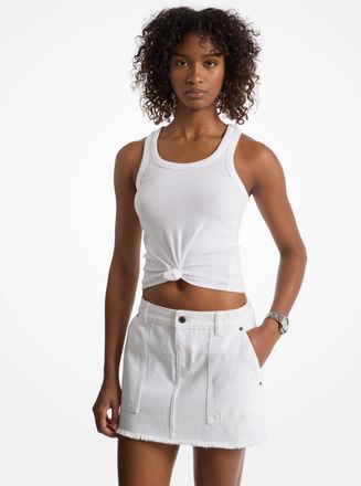 Michael Kors Tie-Front Ribbed Stretch Knit Tank Top