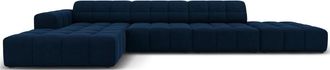 BLOOMINGLOFT 5-Sitzer Design Ecksofa Chicago mit Ottomane rechts/Eckteil links, Samtbezug