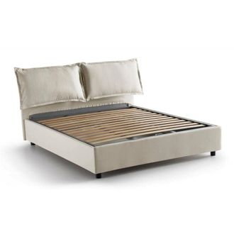 Talamo Italia Talamo Italia - Letto alla francese Agalo, Letto contenitore in tessuto, Apertura frontale, adatto per materasso Cm 140x200, 100% Made in Italy, Beige