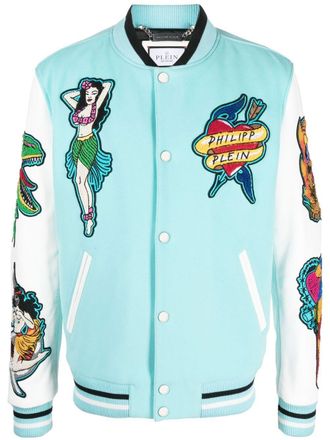 Philipp Plein Bomberjack met patchwork - Blauw