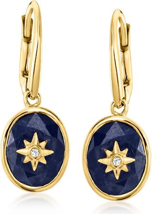 Ross-Simons Sapphire Star Drop Earrings With Diamonds in 18kt Gold Over Sterling