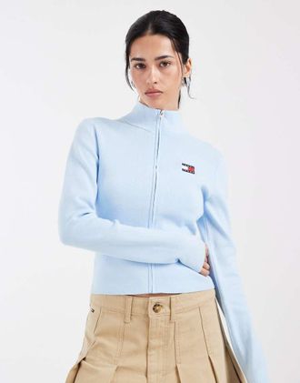 Tommy Jeans Cardigan accollato azzurro chiaro-Blu
