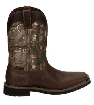 Justin Mens Trekker Waterproof Western Work Boots - Medium In Camo/ Brown