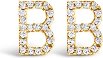 House of Brilliance 10K Gold 1/10 Cttw Diamond Initial A to Z Stud Earring