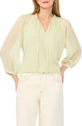 Vince Camuto Split Neck Raglan Sleeve Top in Lily Green at Nordstrom, Size X-Small