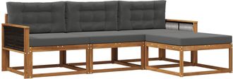 vidaXL Conjunto De Sof&aacute;s De Exterior 4 Uds. Natural Y Antracita Vidaxl