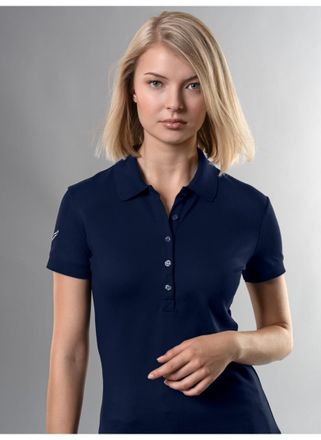 Trigema Poloshirt TRIGEMA TRIGEMA Poloshirt mit Kristallsteinen, Damen, Gr. XXL, blau (navy), 94% Baumwolle, 6% Elastan, Basic, Shirts Poloshirt