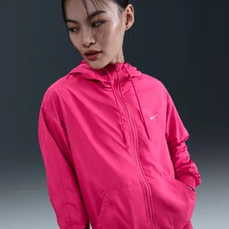 Nike Womens Nike Sportswear Classic Wovens Loose UV Hooded Jacket in Pink | FV6298-666
