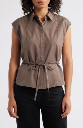 Wit & Wisdom Cap Sleeve Peplum Top in Oyster Mushroom at Nordstrom Rack, Size X-Large
