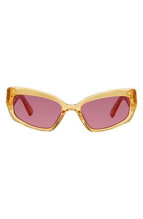 Kurt Geiger 55mm Rectangular Sunglasses in Yellow/Pink at Nordstrom