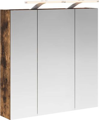 vidaXL Armario Con Espejo De Ba&ntilde;o Roble Ahumado 70 X 14,5 X 70 Cm Vidaxl