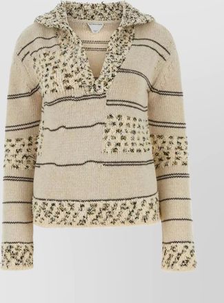 Bottega Veneta wool blend embroidered polo shirt