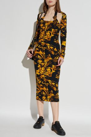 Versace Jeans Couture Dress With barocco Print, Womens, Yellow