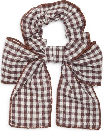 Natasha Plaid Bow Scrunchie in Brown at Nordstrom