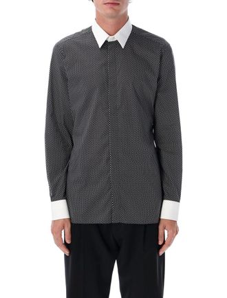 Tom Ford Cotton Shirt With Diamond Print And Contrast White Collar