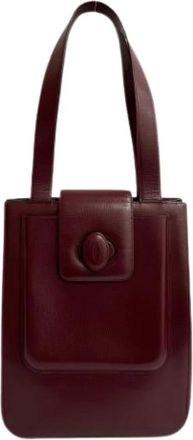 Cartier Pre-owned Tote Bags, female, Red, Size: ONE SIZE Pre-owned Must Line Leather Tote Bag