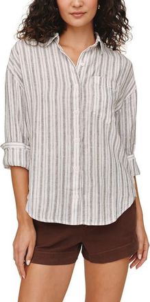 Bella Dahl Stripe Linen Blend Button-Up Top in Driftwood Stripe at Nordstrom, Size X-Small