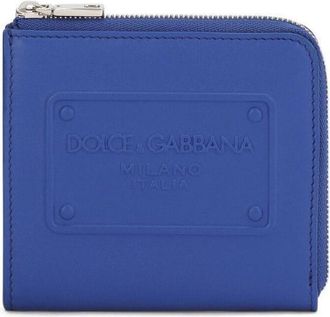 Dolce & Gabbana logo-debossed zip-around wallet - men - Calf Leather/Calf Leather/Rayon - One Size - Blue