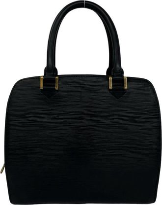 Louis Vuitton Black Leather Handbag Tote Bag (Pre-Owned)