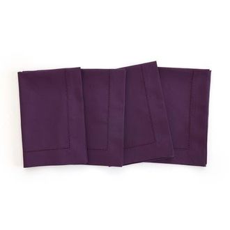 Solino Home Cotton Linen Hemstitch Dinner Napkins Set of 4, 20 x 20 Inch for Dining Table, Holiday and Everyday Table Decor in Purple at Nordstrom